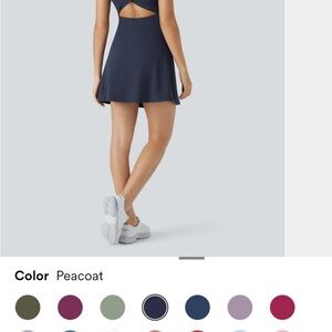 HALARA Blue Pleated Sleeveless Halter Sundress